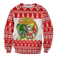 Hawaii Christmas Sweatshirt Kanaka Polynesian Santa Claus Mele Kalikimaka LT14 Unisex Red - Polynesian Pride