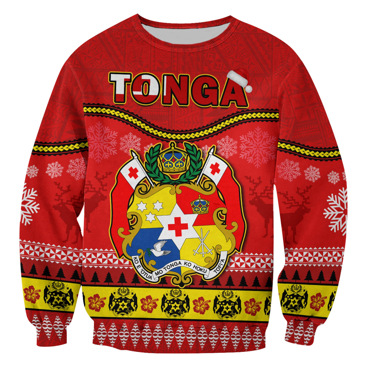 Tonga Christmas Sweatshirt Tongan Ngatu Kilisimasi Fiefia LT14 Unisex Red - Polynesian Pride