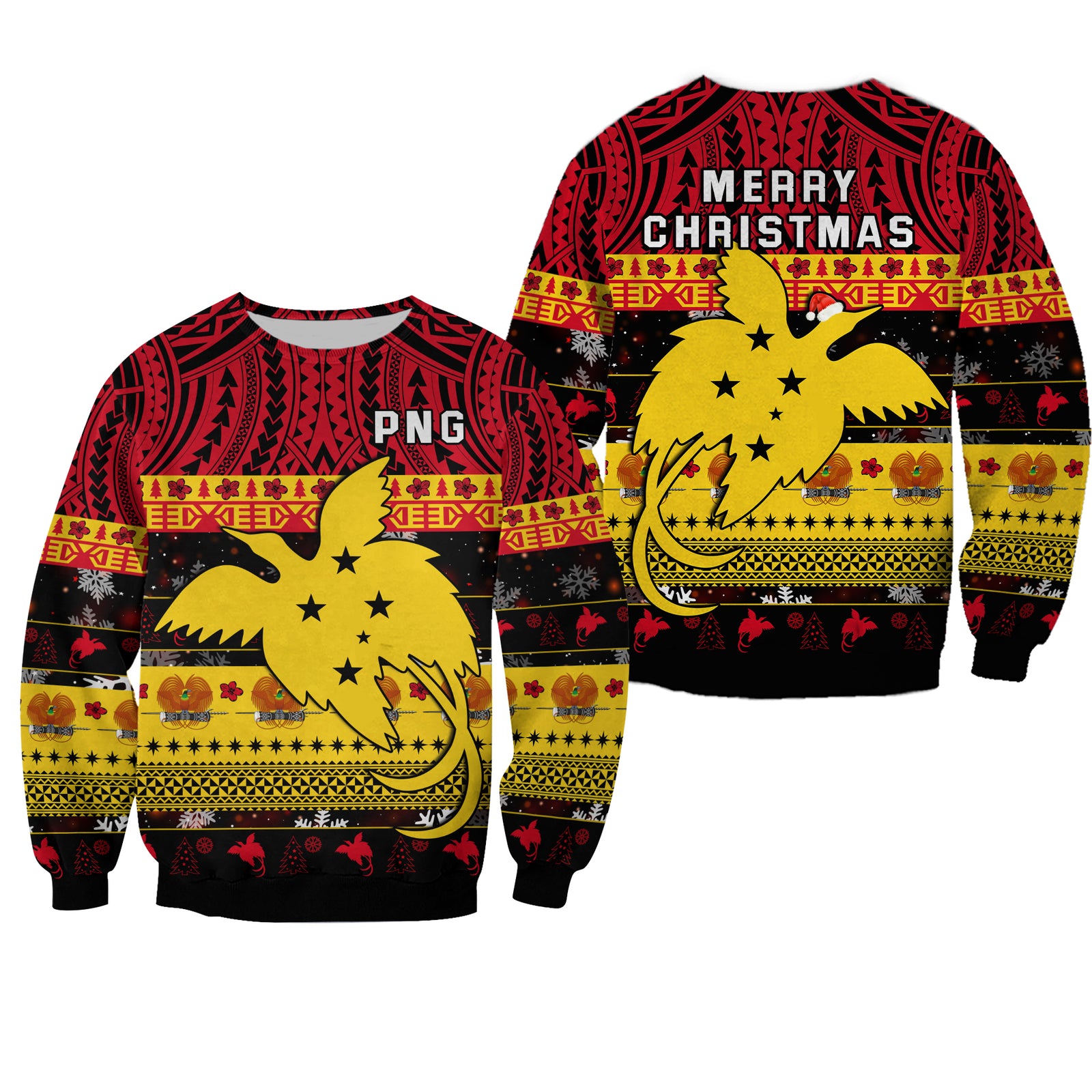 Papua New Guinea Christmas Sweatshirt Raggiana Loved LT13 Unisex Black - Polynesian Pride