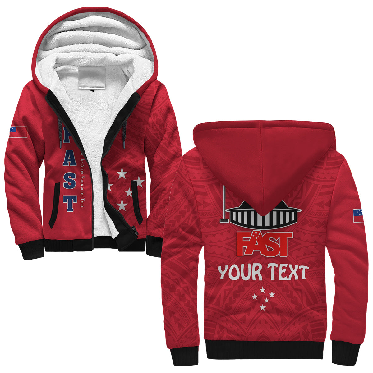 (Custom Personalised) F.A.S.T Samoa Sherpa Hoodie We Ready Polynesian Samoan LT13 Unisex Red - Polynesian Pride