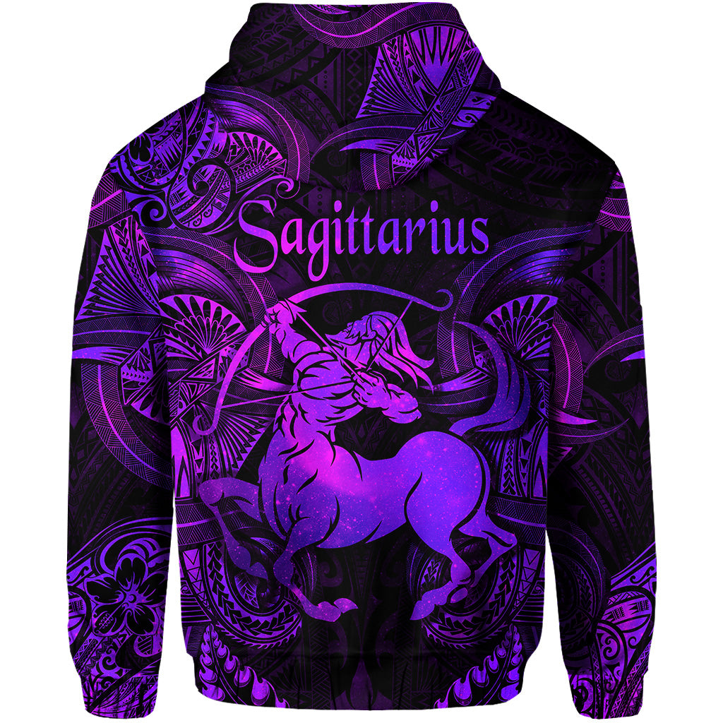 Sagittarius Zodiac Polynesian Zip Hoodie Unique Style Purple LT8 - Polynesian Pride