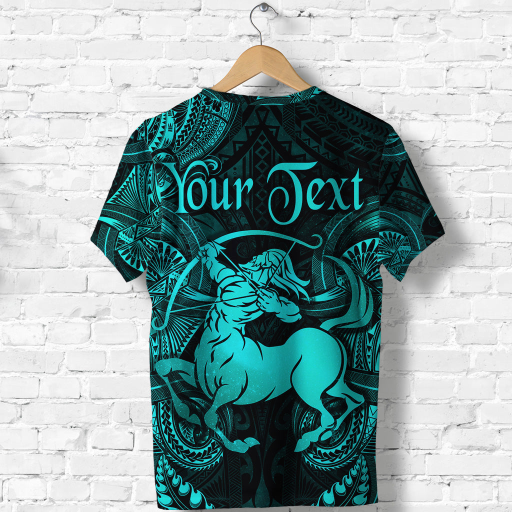 Custom Sagittarius Zodiac Polynesian T Shirt Unique Style Turquoise LT8 - Polynesian Pride