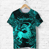 Custom Sagittarius Zodiac Polynesian T Shirt Unique Style Turquoise LT8 - Polynesian Pride