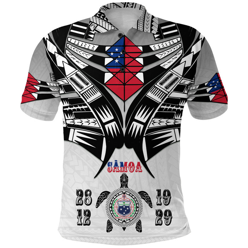 Custom Samoa Black Saturday Polo Shirt 28 Dec 1929 Visual Arts LT9 Adult White - Polynesian Pride