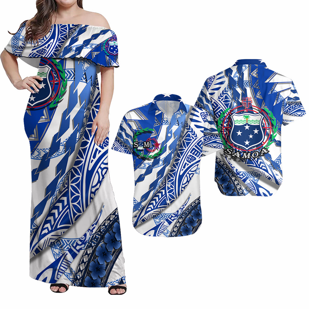 Samoa Matching Dress and Hawaiian Shirt White Artsy LT9 White - Polynesian Pride