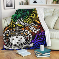 Samoa Custom Personalised Premium Blanket - Rainbow Polynesian Pattern - Polynesian Pride