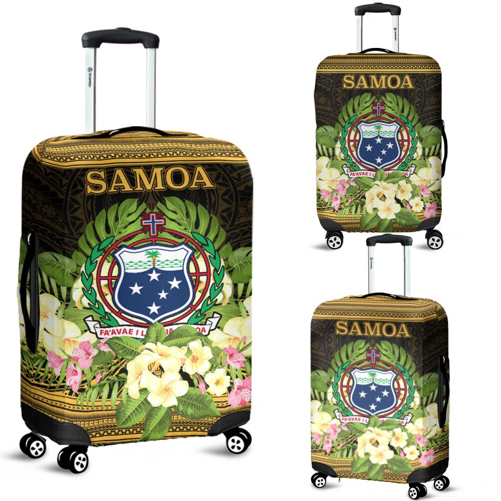 Samoa Luggage Covers - Polynesian Gold Patterns Collection Black - Polynesian Pride