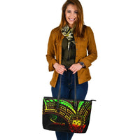 Samoa Leather Tote - Reggae Color Cross Style - Polynesian Pride