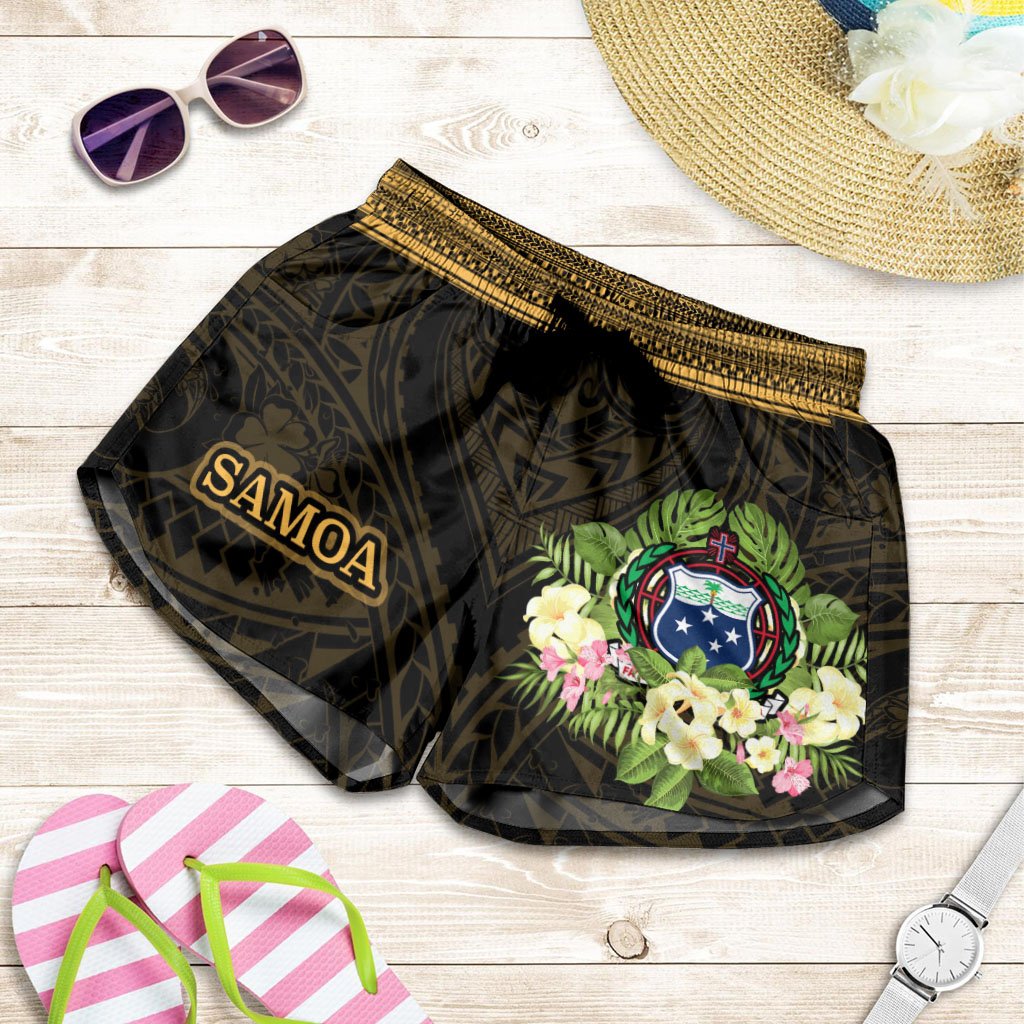 Samoa Women's Shorts - Polynesian Gold Patterns Collection Women Black - Polynesian Pride