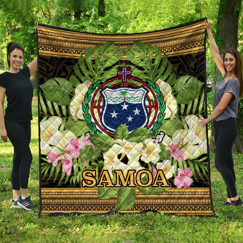 Samoa Premium Quilt - Polynesian Gold Patterns Collection Black - Polynesian Pride