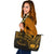 Samoa Leather Tote - Gold Color Cross Style Black - Polynesian Pride