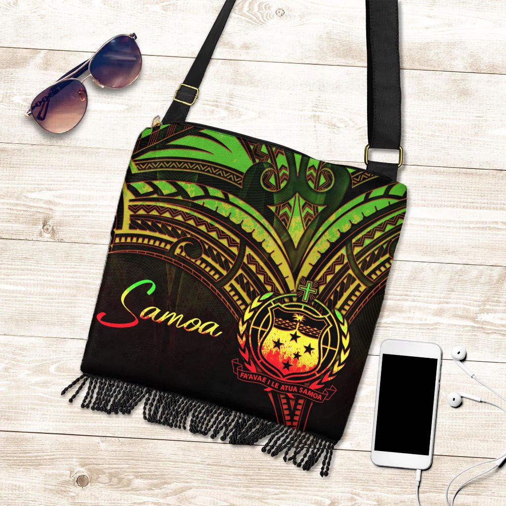 Samoa Boho Handbag - Reggae Color Cross Style One Size Boho Handbag Black - Polynesian Pride