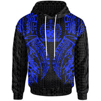 Samoa Hoodie Polynesian Lion Head Blue Unisex Blue - Polynesian Pride