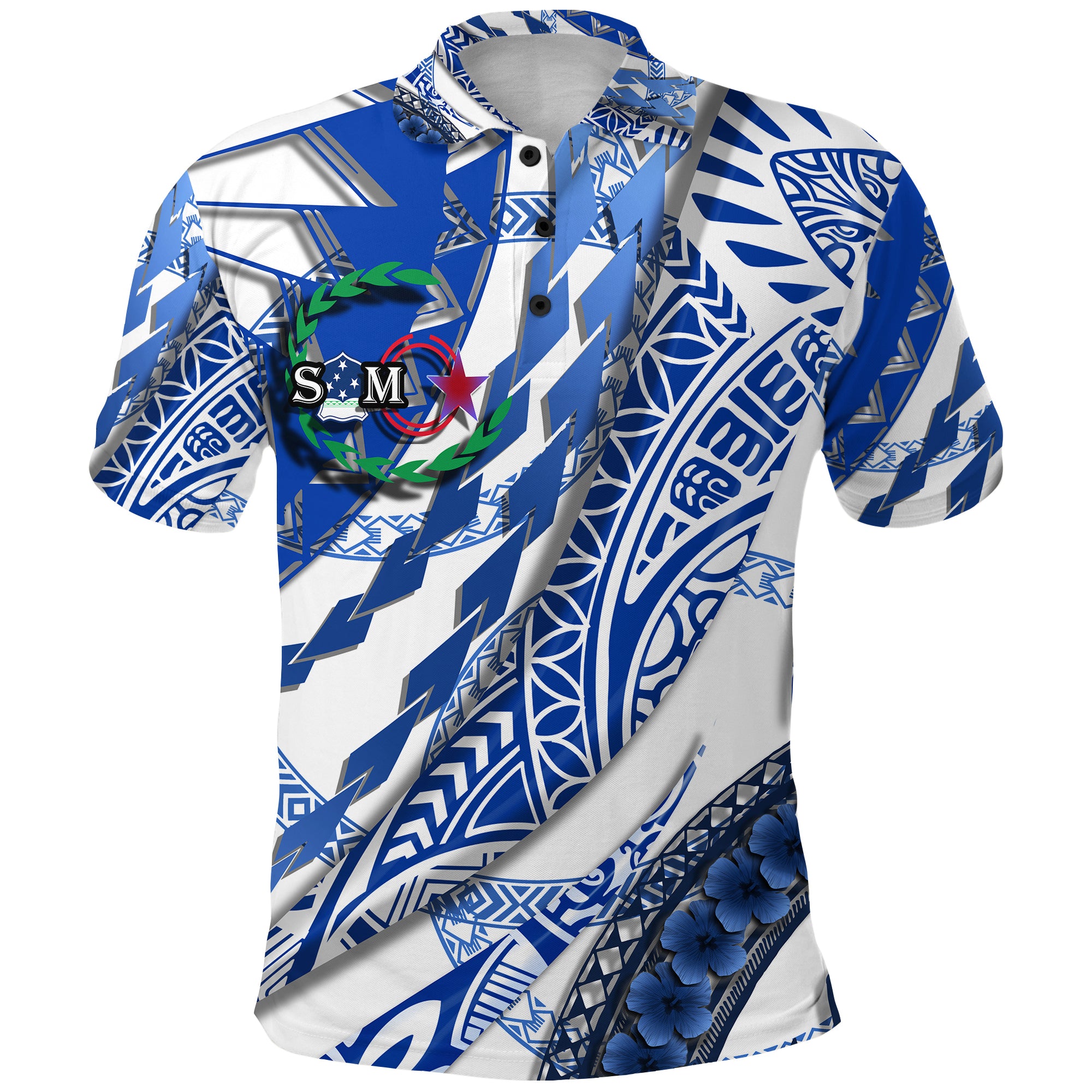 Custom Samoa Polo Shirt Artsy Style White LT9 Adult White - Polynesian Pride