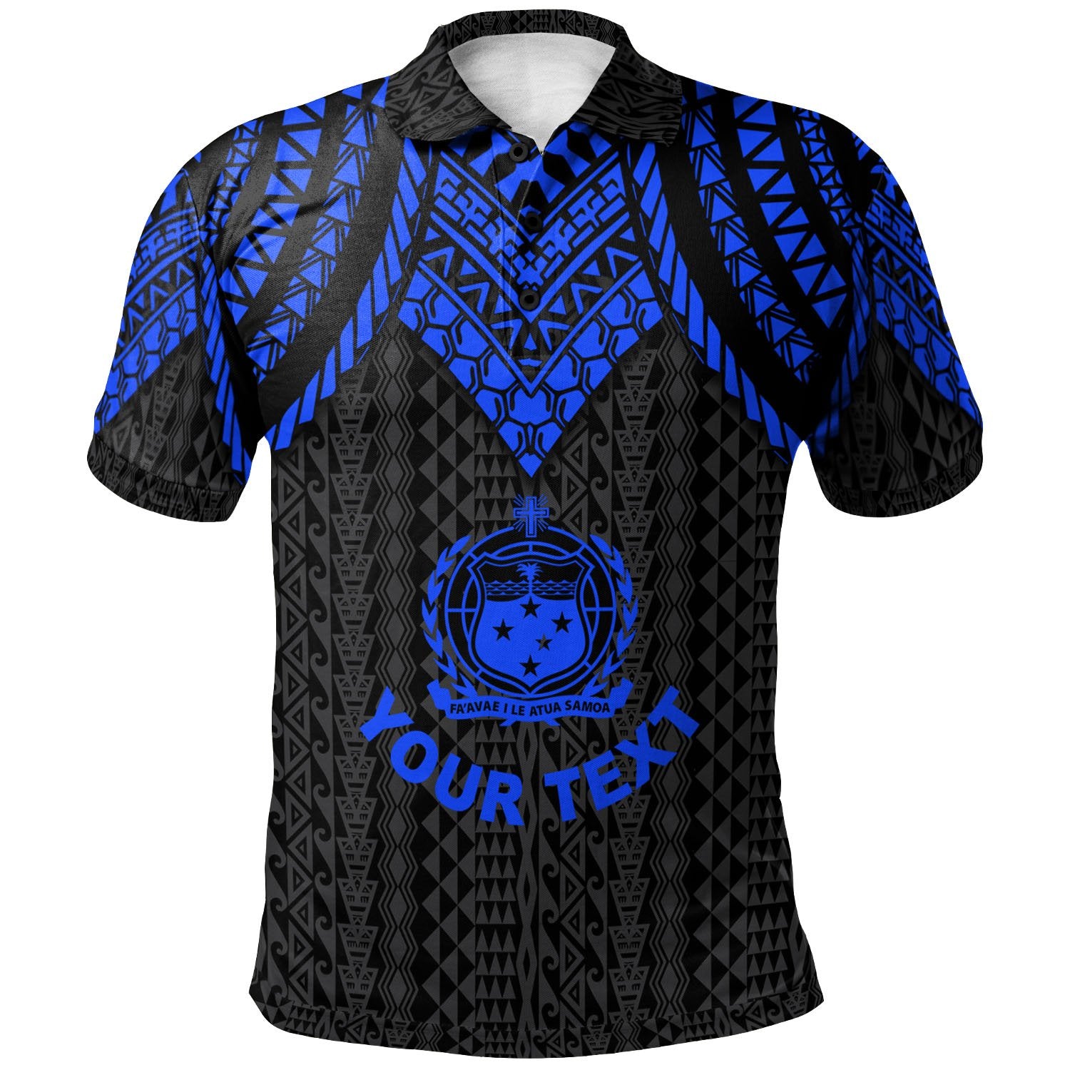 Samoa Custom Polo Shirt Polynesian Armor Style Blue Unisex Blue - Polynesian Pride