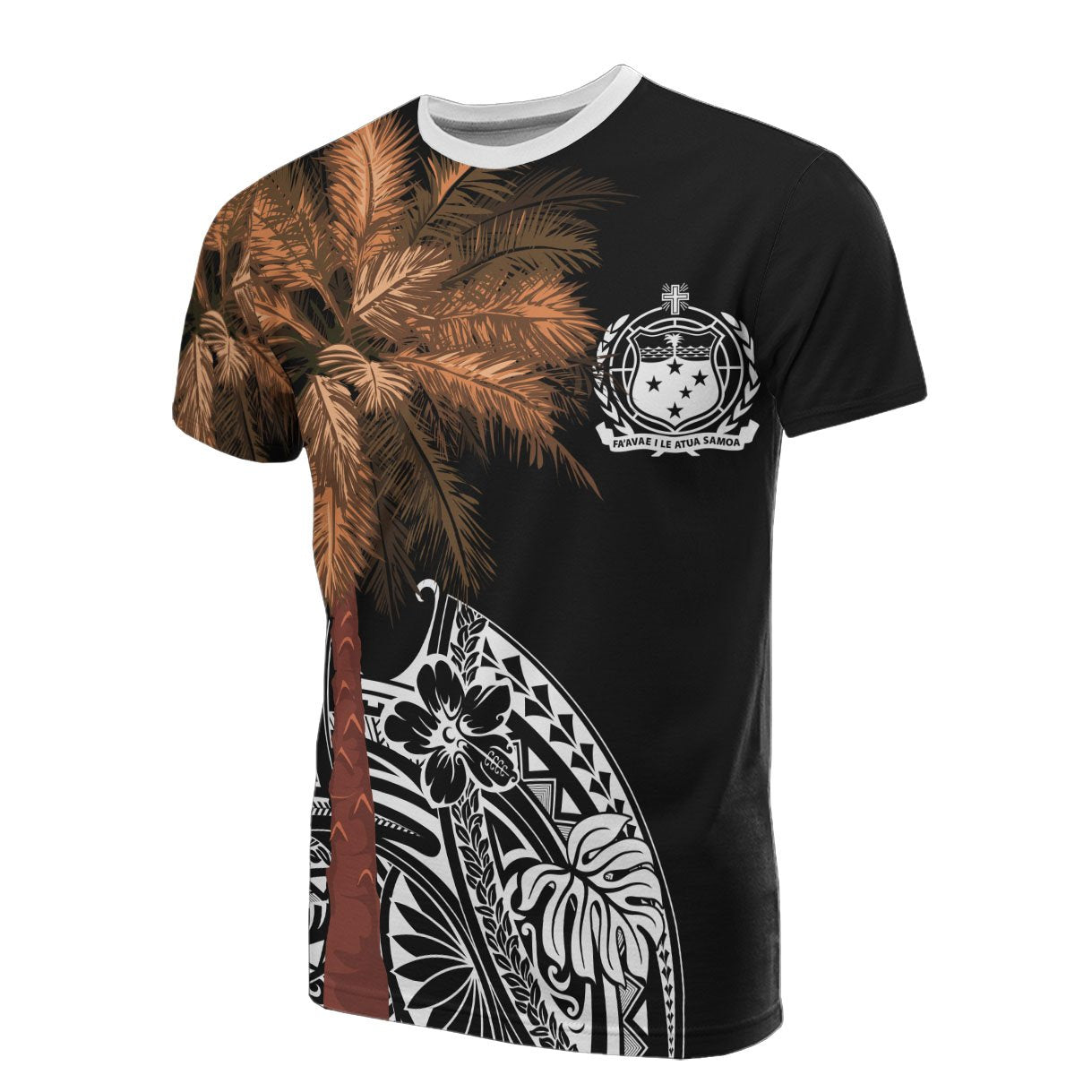 Samoa All T Shirt Polynesian Palm Tree Black Unisex Black - Polynesian Pride