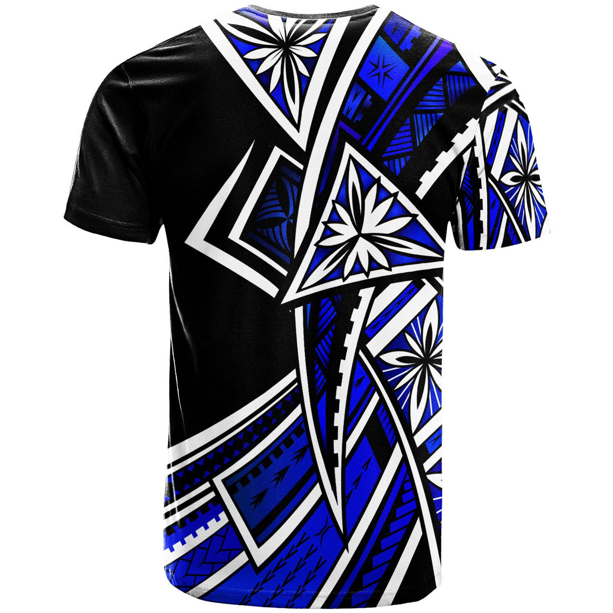 Papua New T Shirt Tribal Flower Special Pattern Blue Color - Polynesian Pride