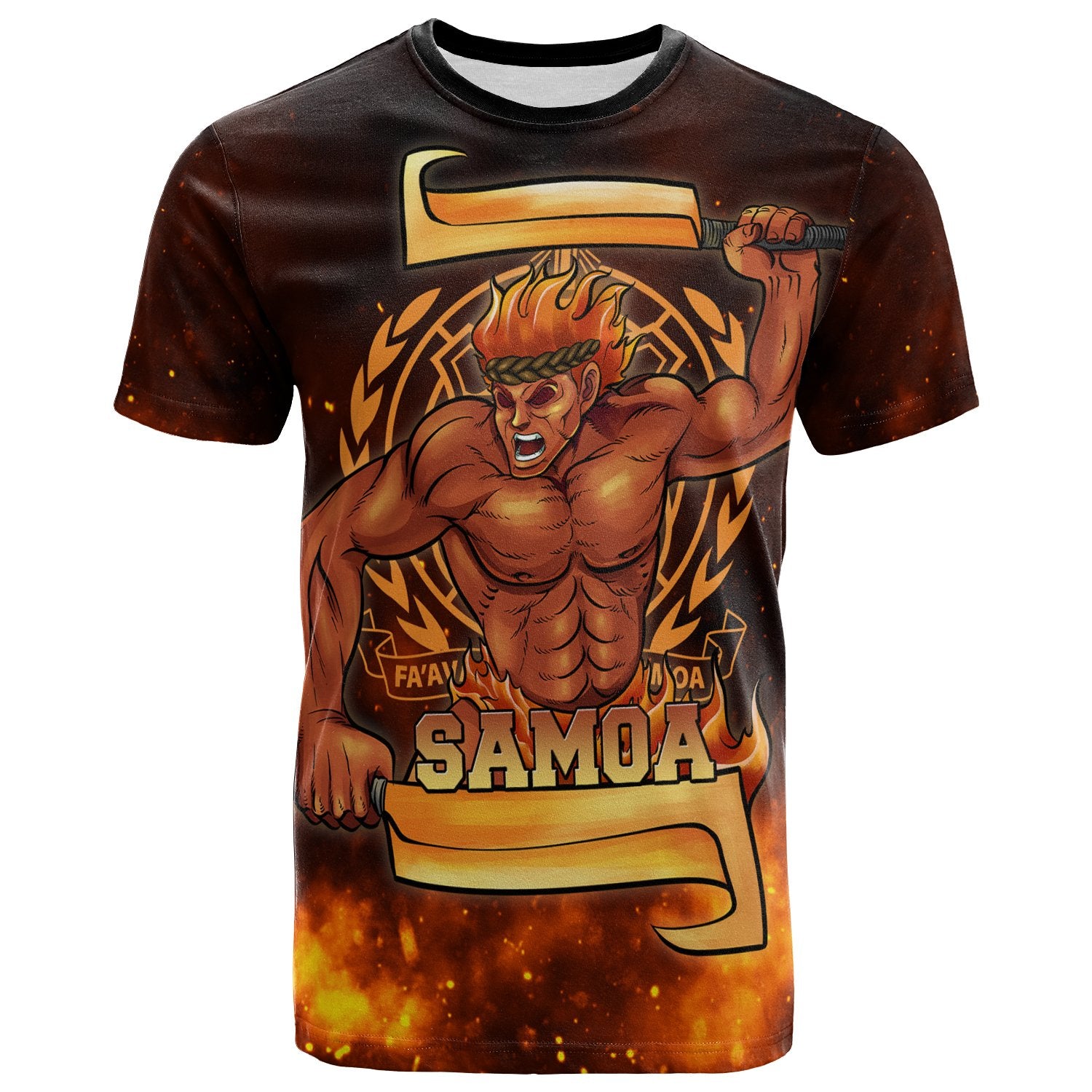 Samoa T Shirt The Fire Knife Dance Unisex Black - Polynesian Pride