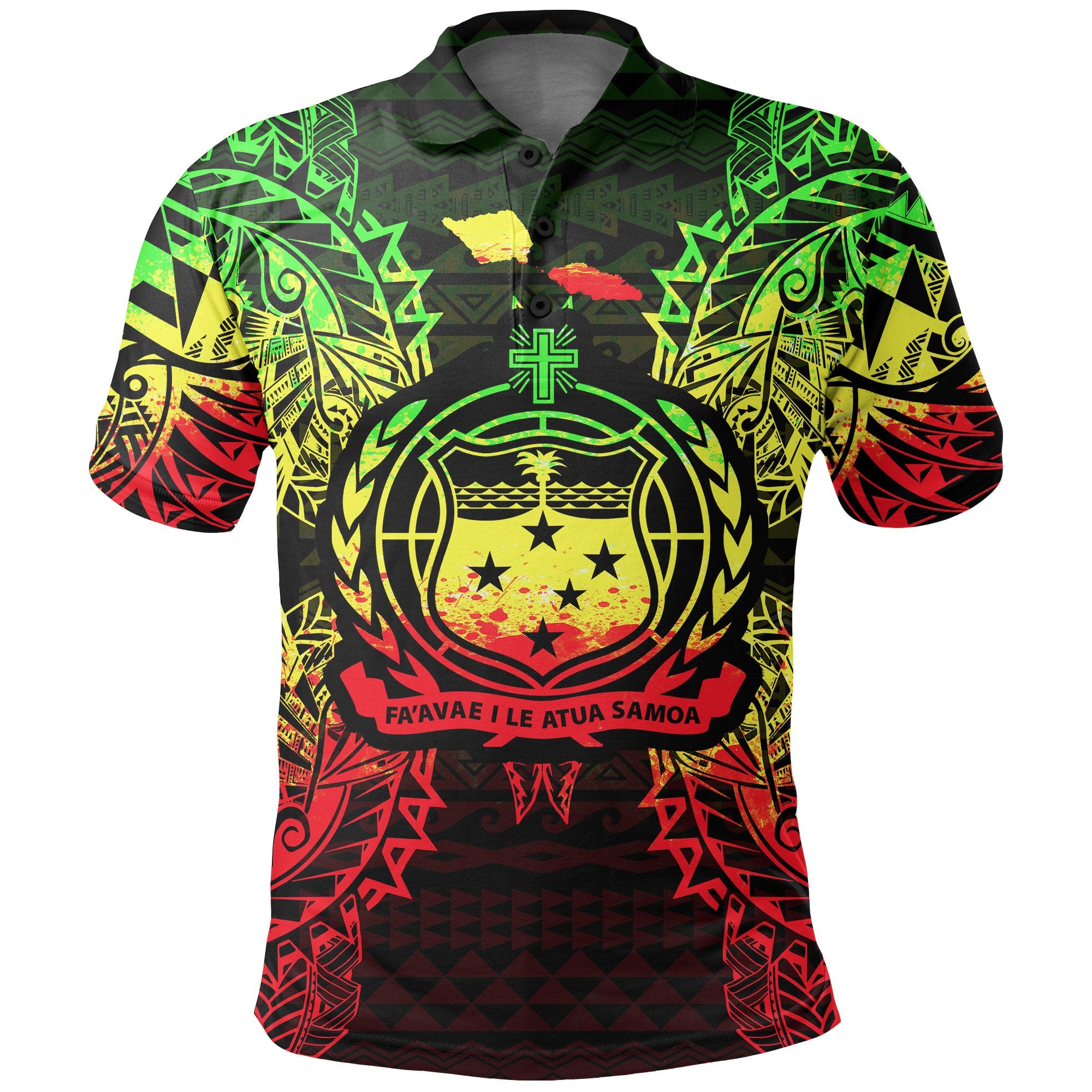 Samoa Polo Shirt Samoan Coat Of Arms Map Polynesian Tattoo Reggae Unisex Reggae - Polynesian Pride