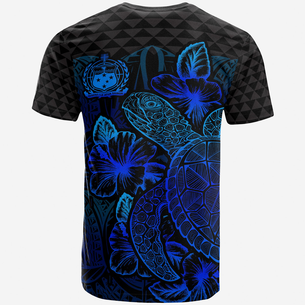 Samoa T Shirt Samoan Turtle Hibiscus Blue - Polynesian Pride