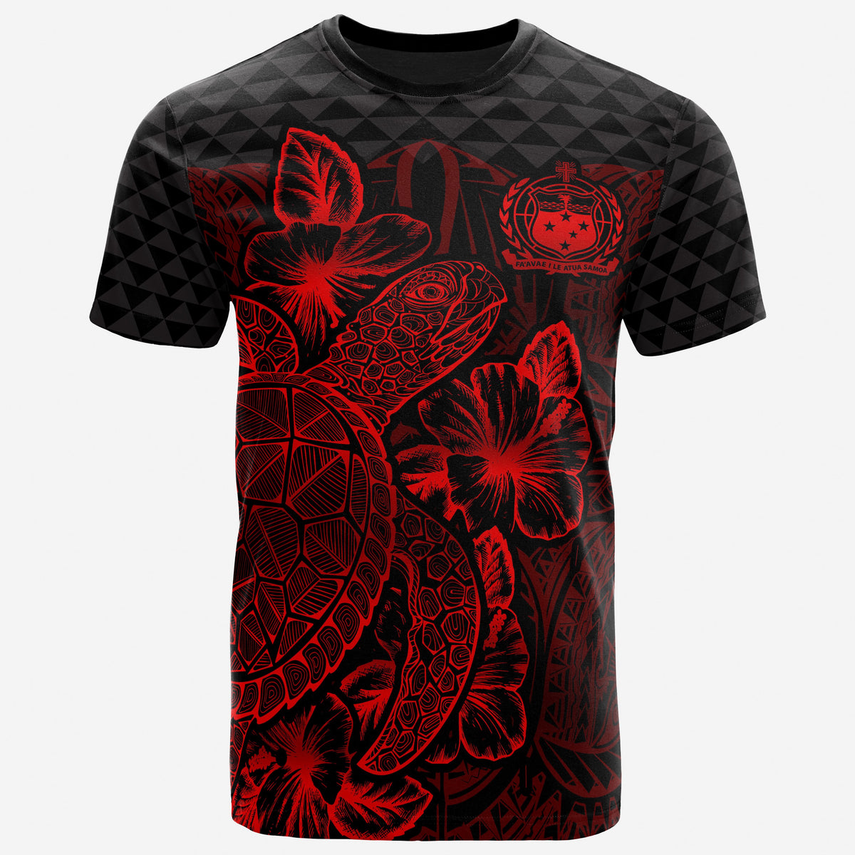 Samoa T Shirt Samoan Turtle Hibiscus Red Unisex Red - Polynesian Pride
