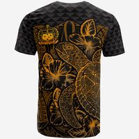 Samoa T Shirt Samoan Turtle Hibiscus Gold - Polynesian Pride