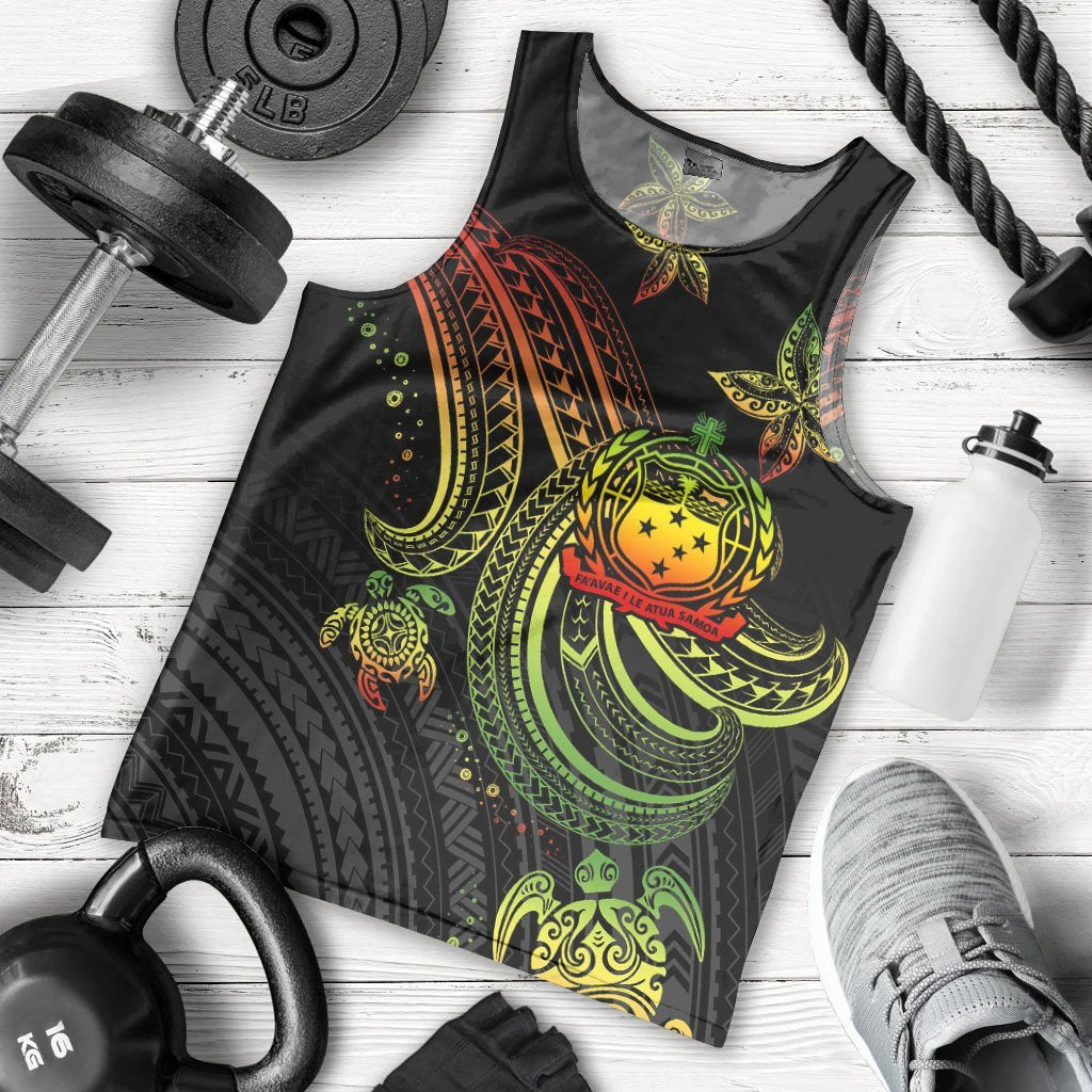 Samoa Custom Personalised Men's Tank Top - Reggae Turtle Reggae - Polynesian Pride