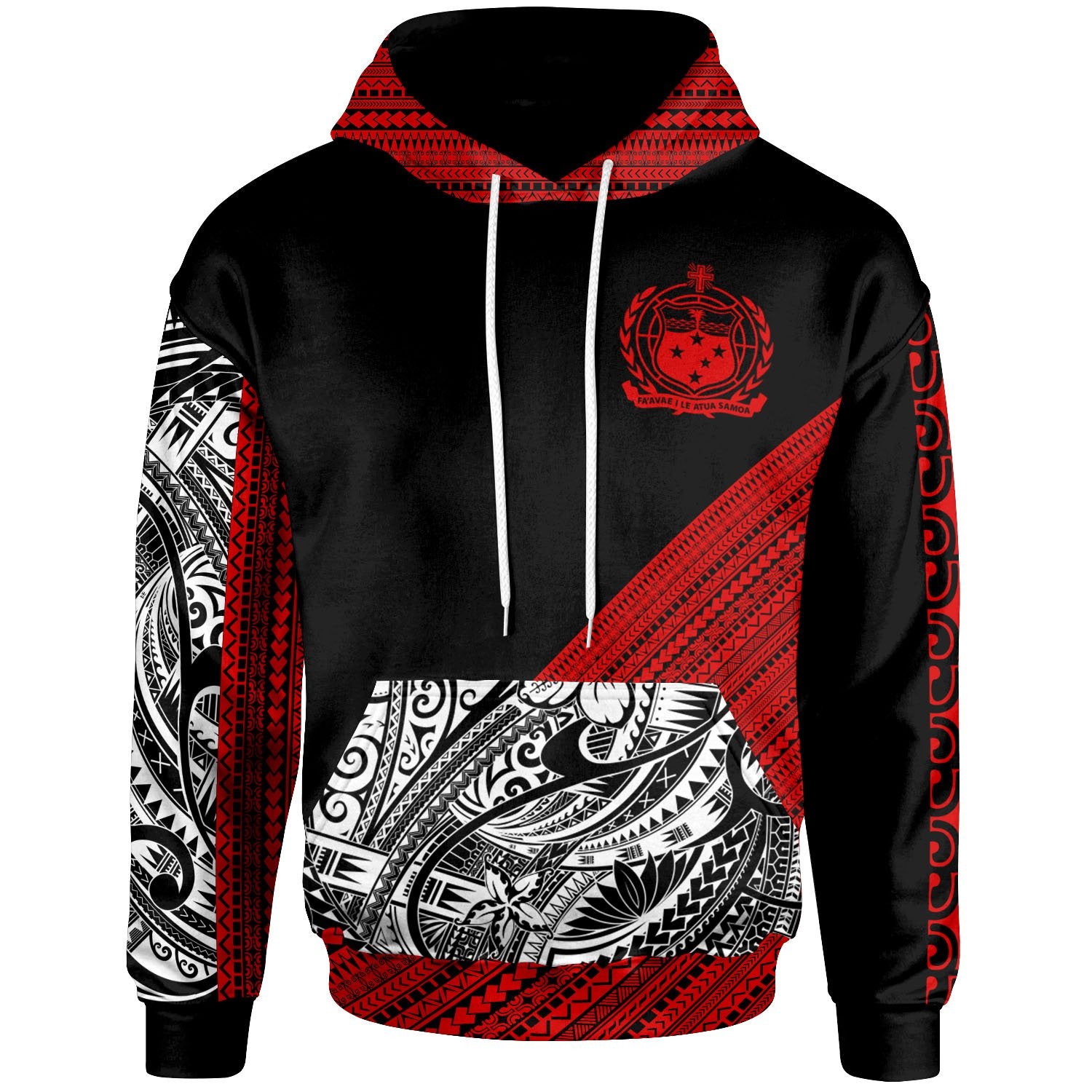 Samoa Custom Hoodie Polynesian Diagonal Pattern Red Unisex Red - Polynesian Pride