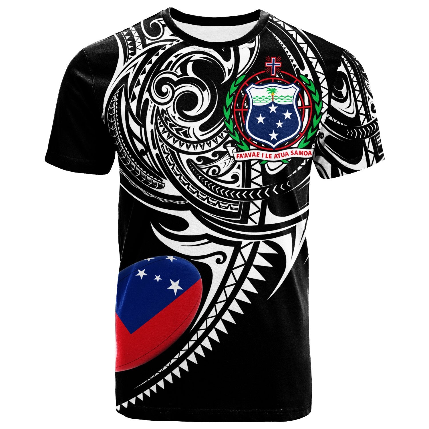 Samoa T Shirt Samoan Rugby Style Unisex Black - Polynesian Pride