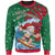 Christmas Sweatshirt 03 - Santa Claus With Surfboard Unisex Green - Polynesian Pride