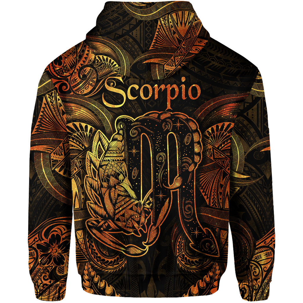 Scorpio Zodiac Polynesian Zip Hoodie Unique Style Gold LT8 - Polynesian Pride