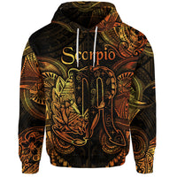 Custom Scorpio Zodiac Polynesian Zip Hoodie Unique Style Gold LT8 - Polynesian Pride