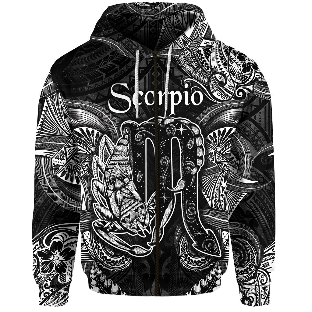 Custom Scorpio Zodiac Polynesian Zip Hoodie Unique Style Black LT8 - Polynesian Pride