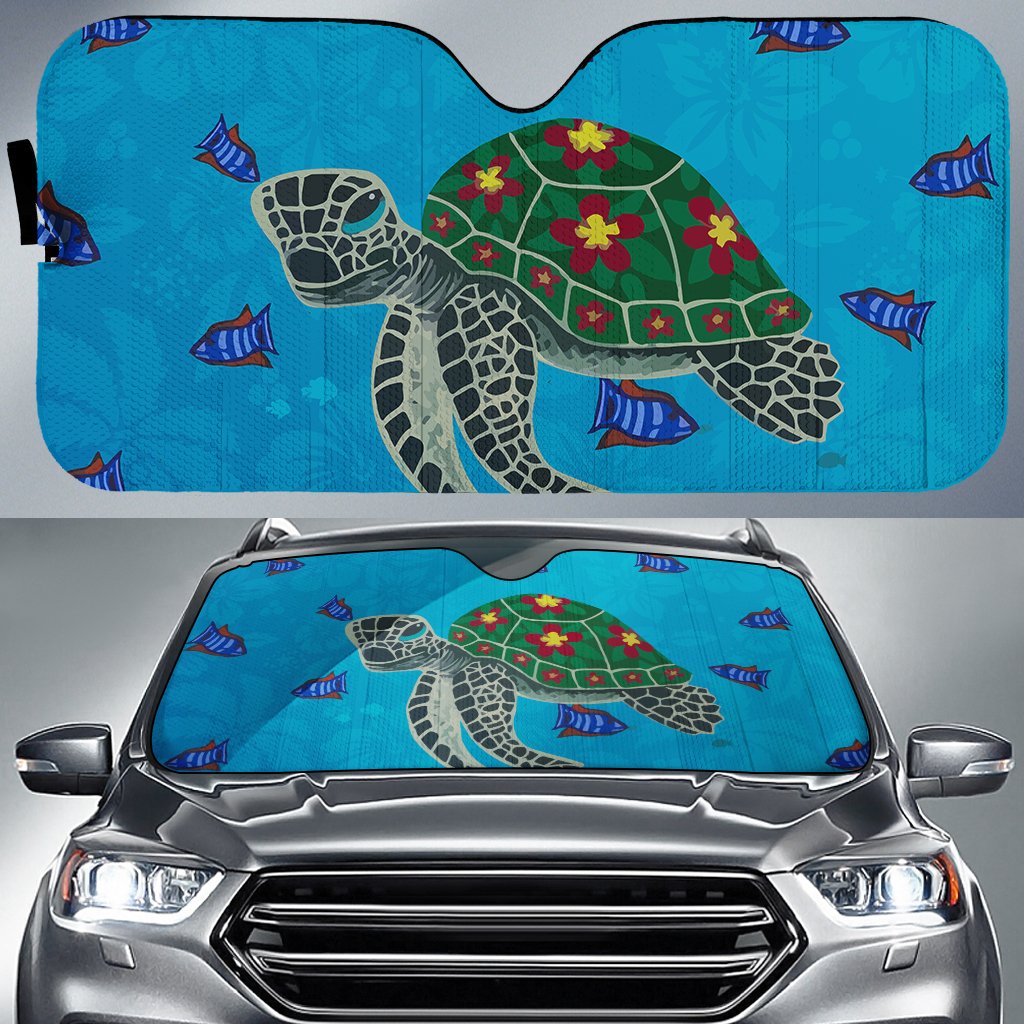 Sea Cartoon Car Sun Shade AH Auto Sun Shade Universal Fit White - Polynesian Pride