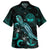 Marshall Islands Matching Dress and Hawaiian Shirt Polynesian with Turtle and Blooming Hibiscus Turquoise - Polynesian Pride