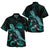 Marshall Islands Matching Dress and Hawaiian Shirt Polynesian with Turtle and Blooming Hibiscus Turquoise - Polynesian Pride