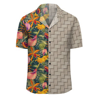 Seamless Tropical Flower Plant And Leaf Pattern Lauhala Moiety Hawaiian Shirt - Polynesian Pride