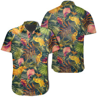 Hawaiian Shirt - Seamless Tropical Flower Plant And Leaf Pattern Shirt Unisex Black - Polynesian Pride