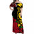 PNG Hibiscus Tribal Pattern Off Shoulder Long Dress Sepik Mask LT7 Long Dress Black - Polynesian Pride