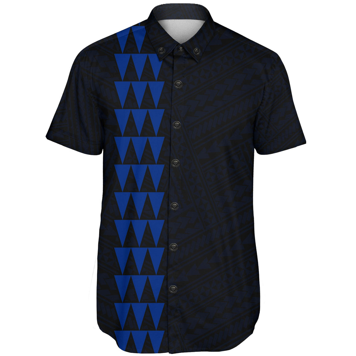 Hawaii Kakau Polynesian Turtle Map Short Sleeve Shirt - Blue - Polynesian Pride