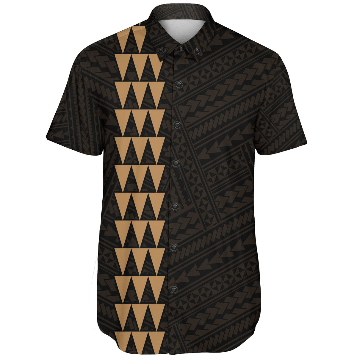Hawaii Kakau Polynesian Anchor Short Sleeve Shirt - Gold - Polynesian Pride