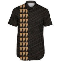 Hawaii Kakau Polynesian Hammerhead Shark Short Sleeve Shirt - Gold - Polynesian Pride