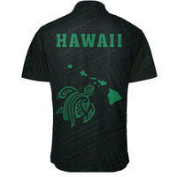 Hawaii Kakau Polynesian Turtle Map Short Sleeve Shirt - Green - Polynesian Pride