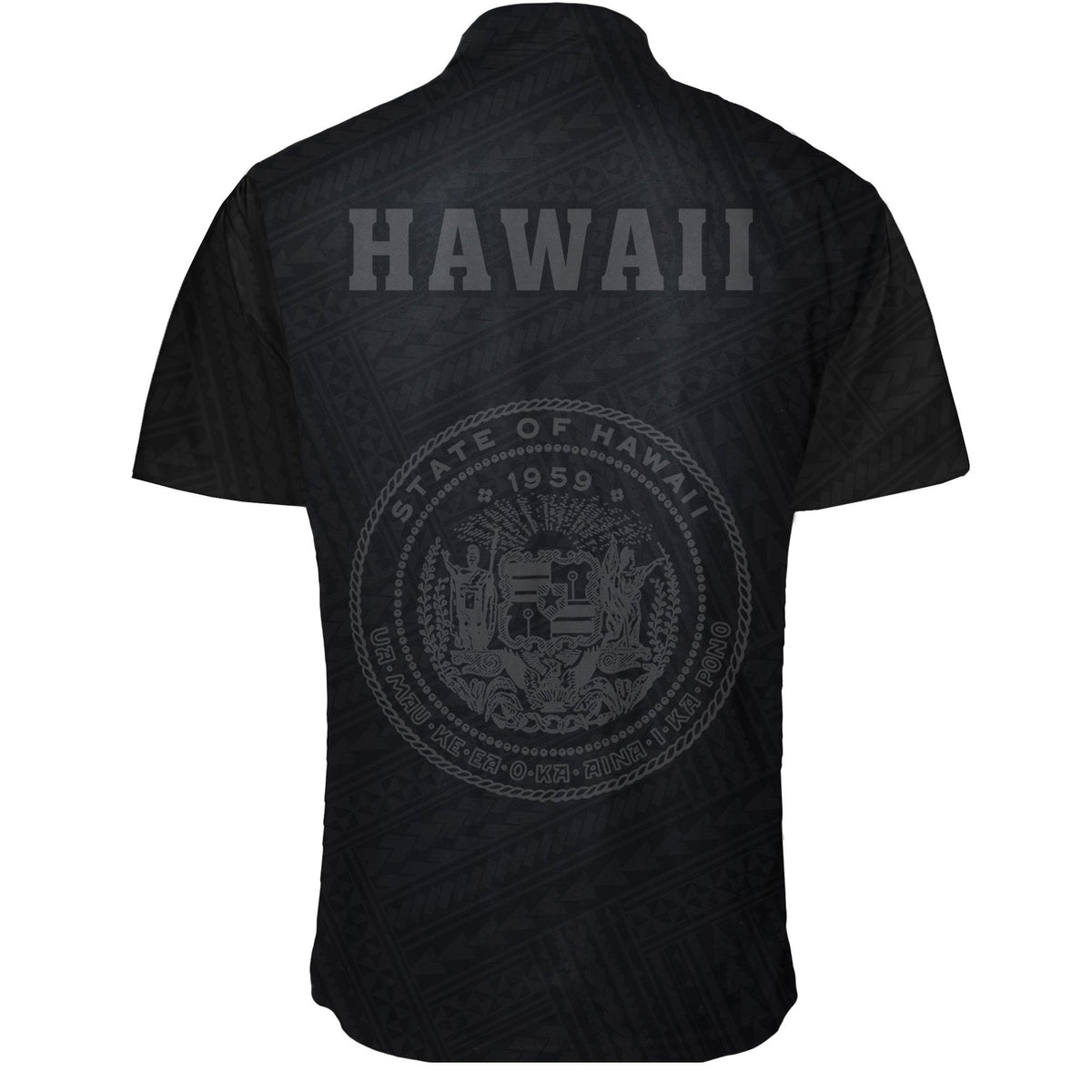 Hawaii Kakau Polynesian Coat Of Arms Short Sleeve Shirt - Grey - Polynesian Pride