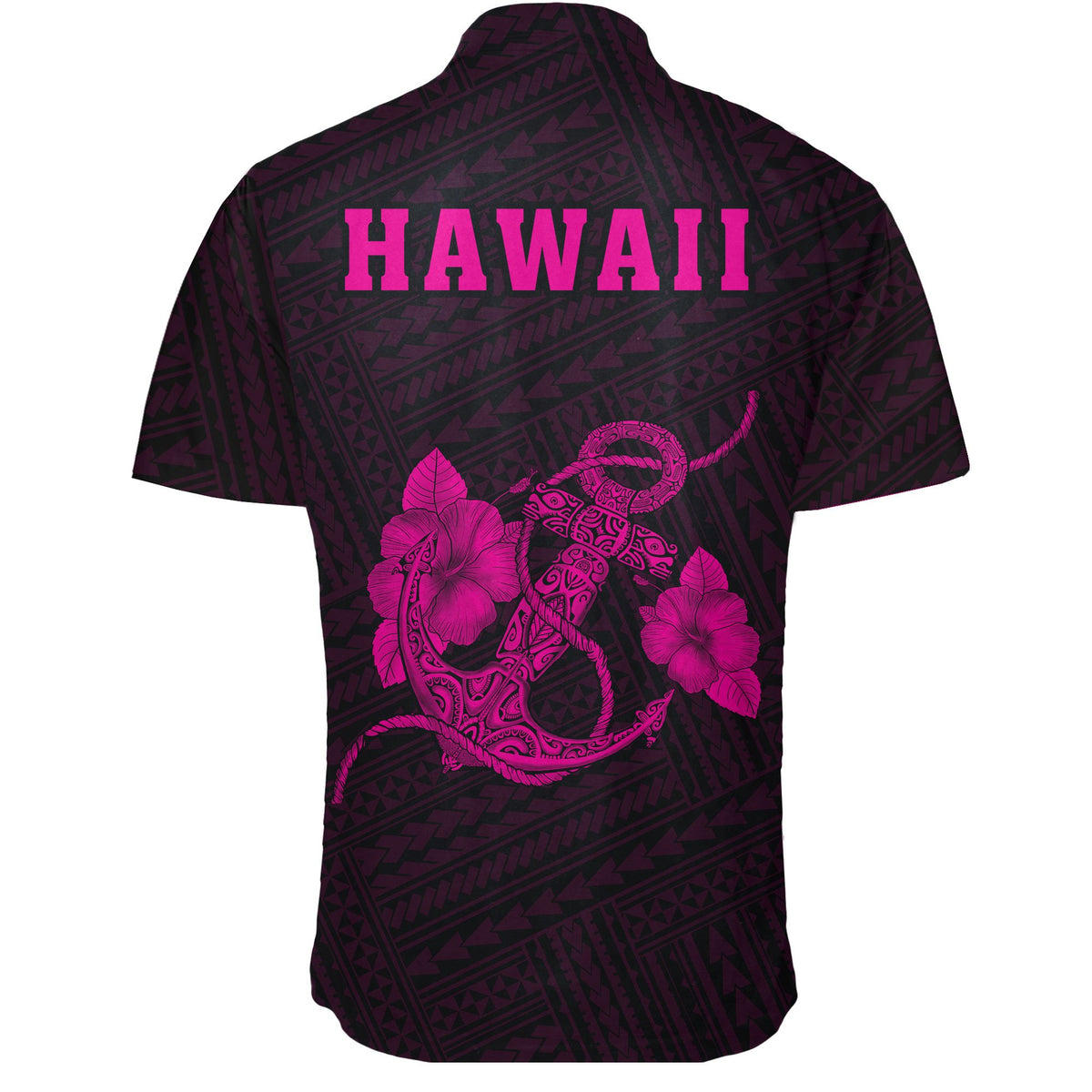 Hawaii Kakau Polynesian Anchor Short Sleeve Shirt - Pink - Polynesian Pride
