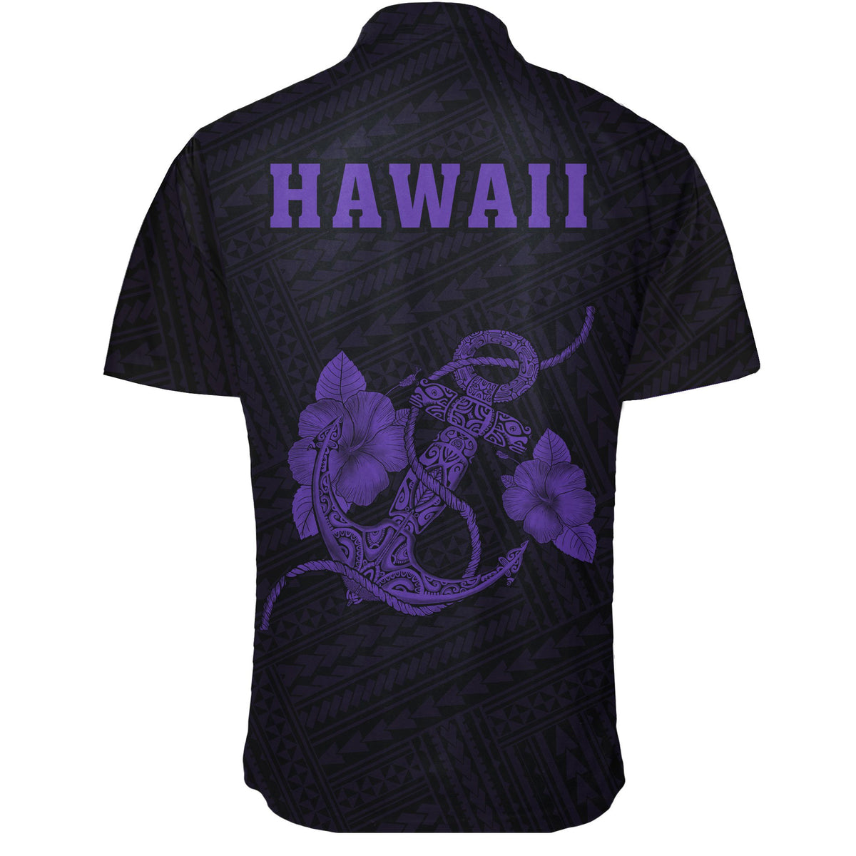 Hawaii Kakau Polynesian Anchor Short Sleeve Shirt - Purple - Polynesian Pride