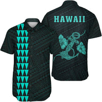 Hawaii Kakau Polynesian Anchor Short Sleeve Shirt - Turquoise Unisex Turquosie - Polynesian Pride