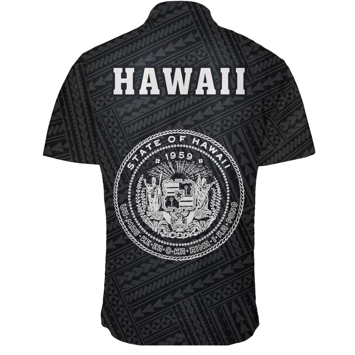 Hawaii Kakau Polynesian Coat Of Arms Short Sleeve Shirt - White - Polynesian Pride