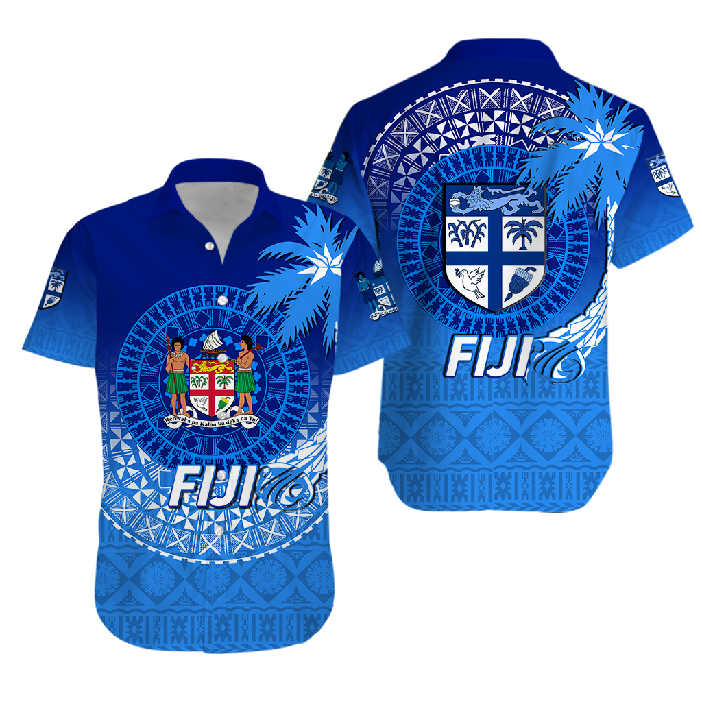 Polynesian Matching Hawaiian Shirt and Dress Fiji Tapa with Tribal Coconut Tree LT12 - Polynesian Pride