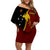 Papua New Guinea Off Shoulder Short Dress 47th Independence Anniversary - Motu Revareva LT7 Women Red - Polynesian Pride